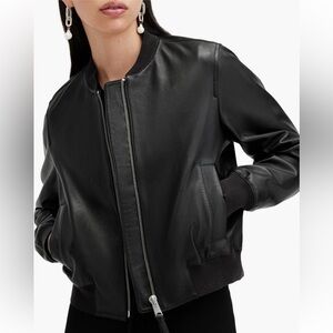AllSaints Orten Leather Bomber Jacket, size 6 NWT